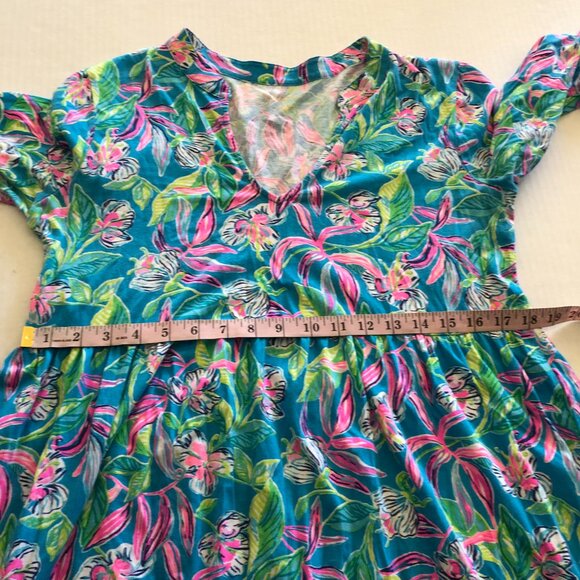 Lilly Pulitzer ALAINA Formentera Turquoise Keep On Beleafing Size M Blue Pink - Picture 11 of 14